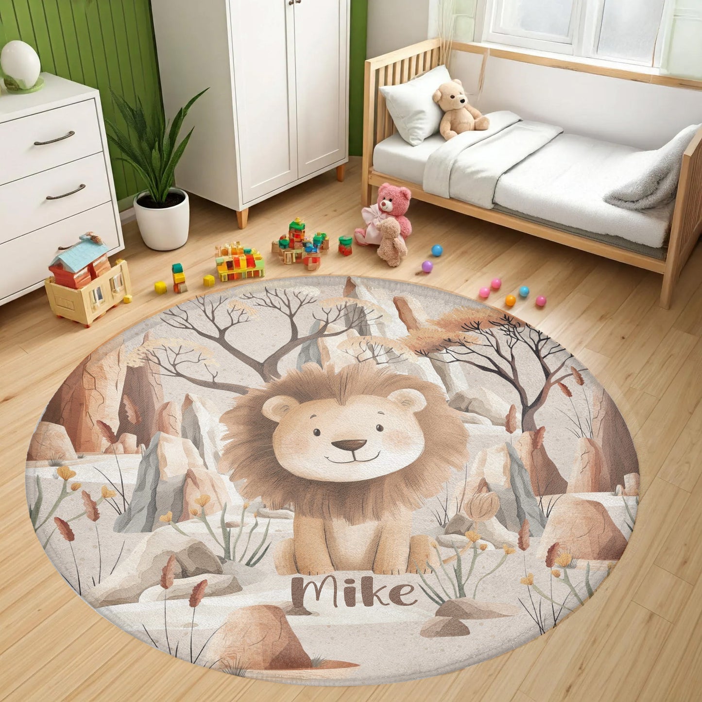 Safari Lion Round Rug