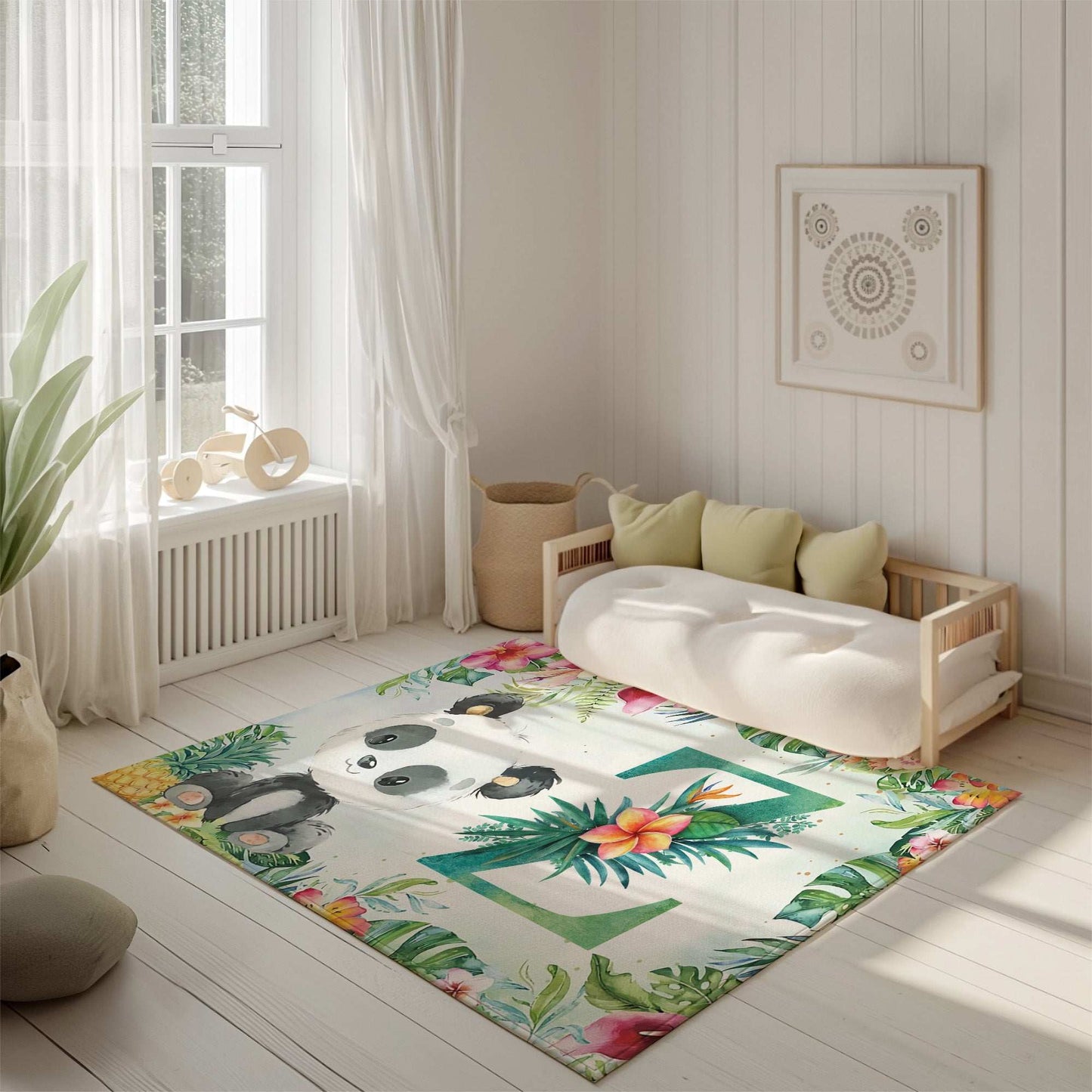 Tropical Panda Nursery Rug