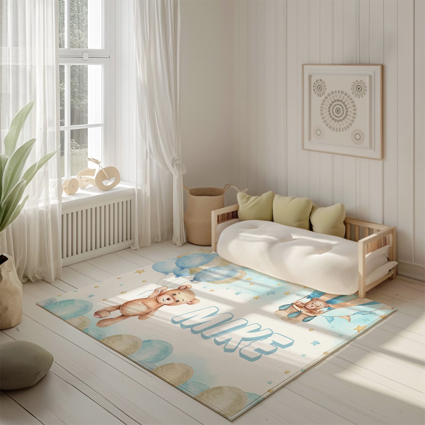 Balloon Teddy Bear Nursery Rug
