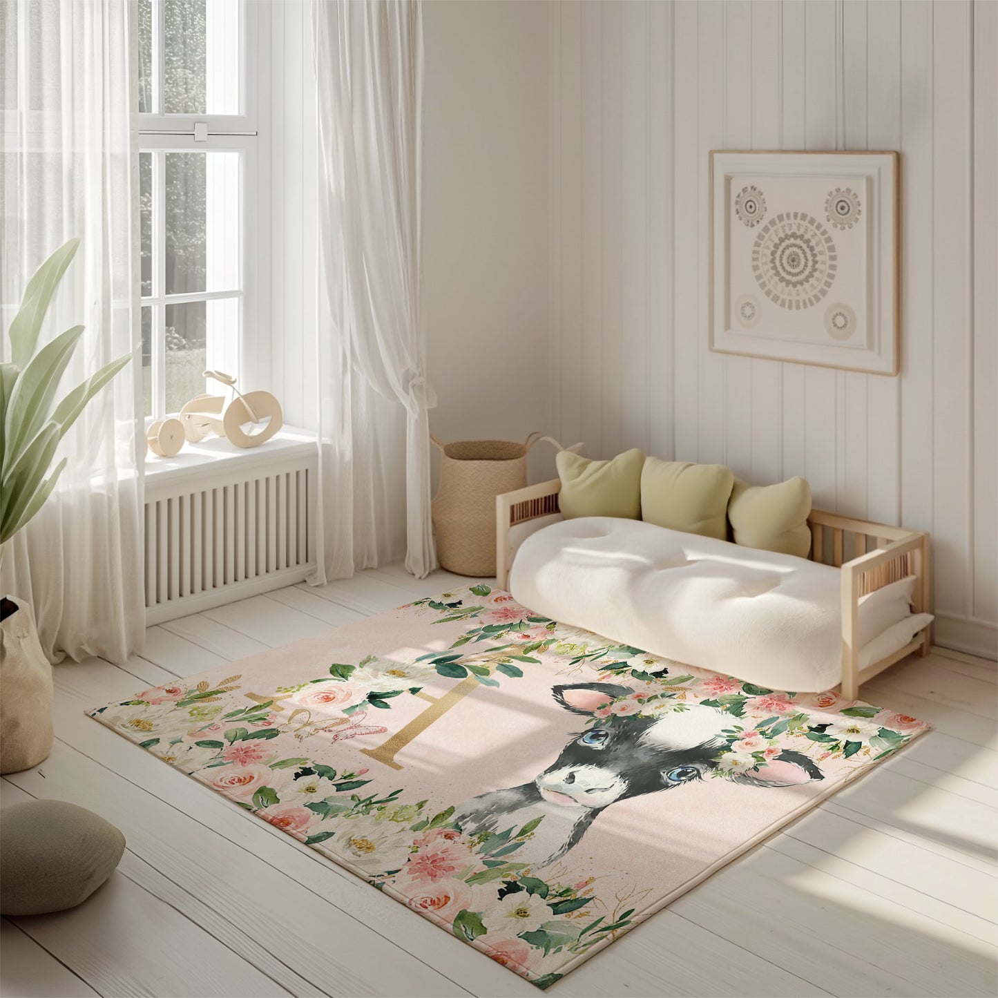 Cow Rose Floral Rug