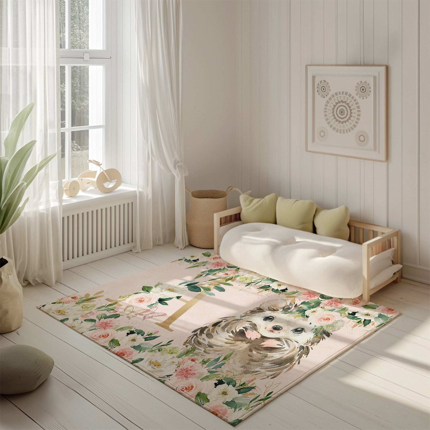 Hedgehog Rose Floral Rug