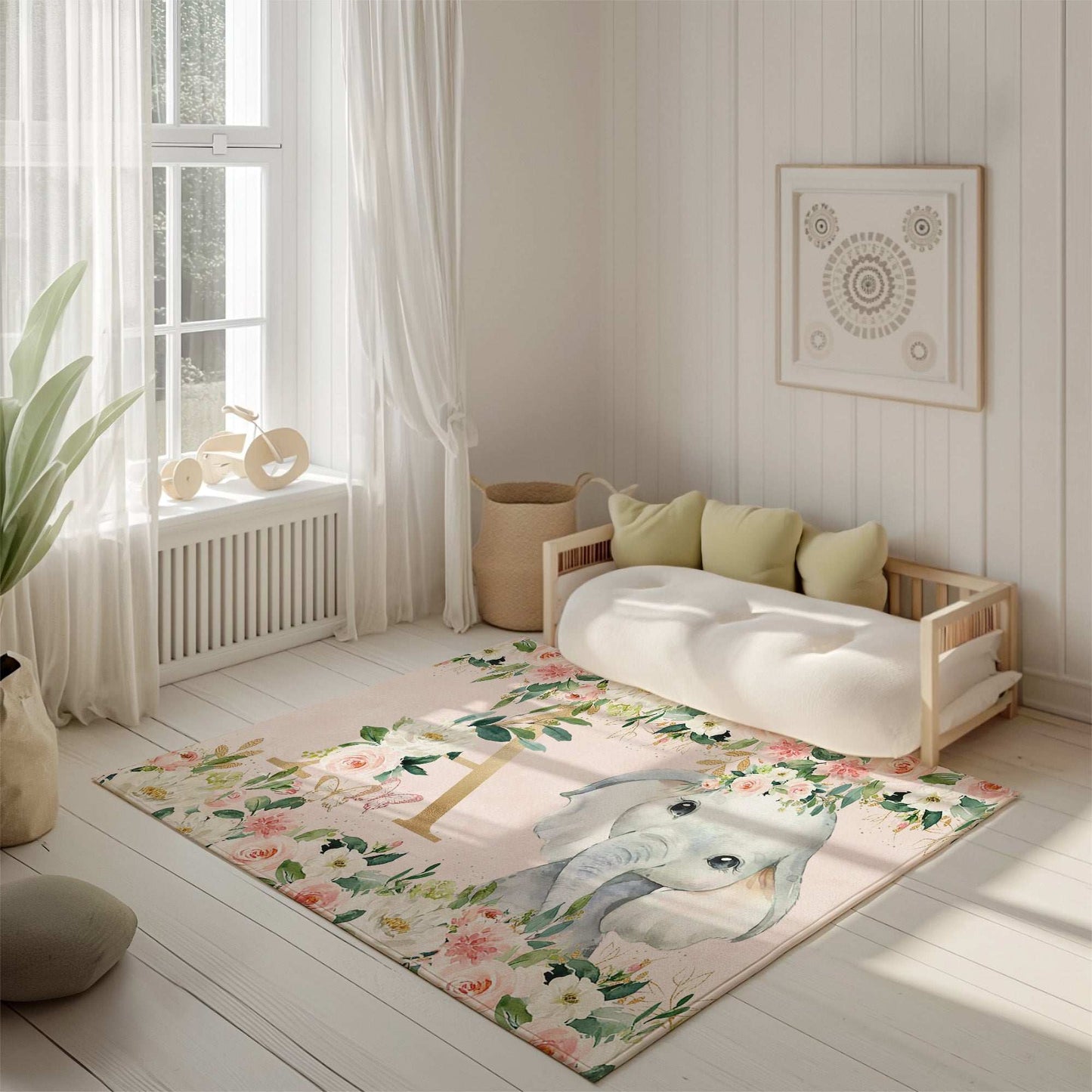 Elephant Rose Floral Rug