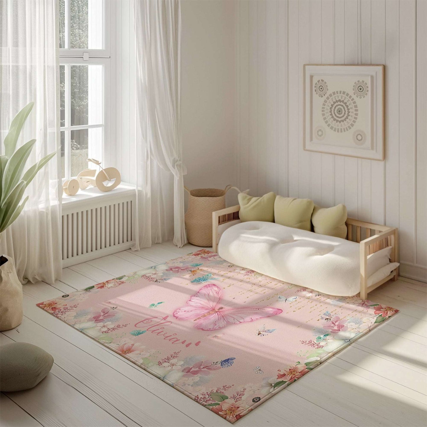 Floral Butterfly Nursery Rug