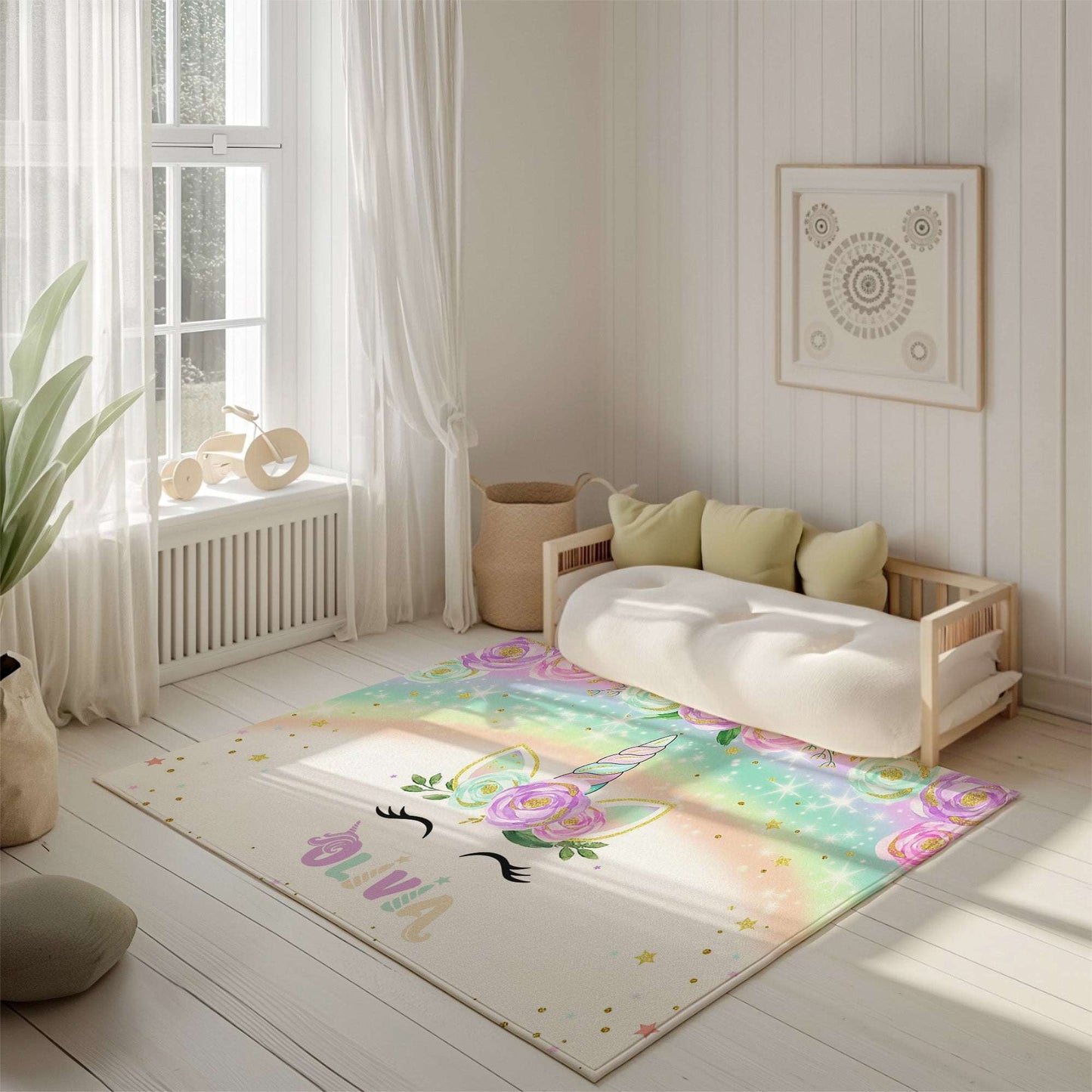Rainbow Unicorn Nursery Rug