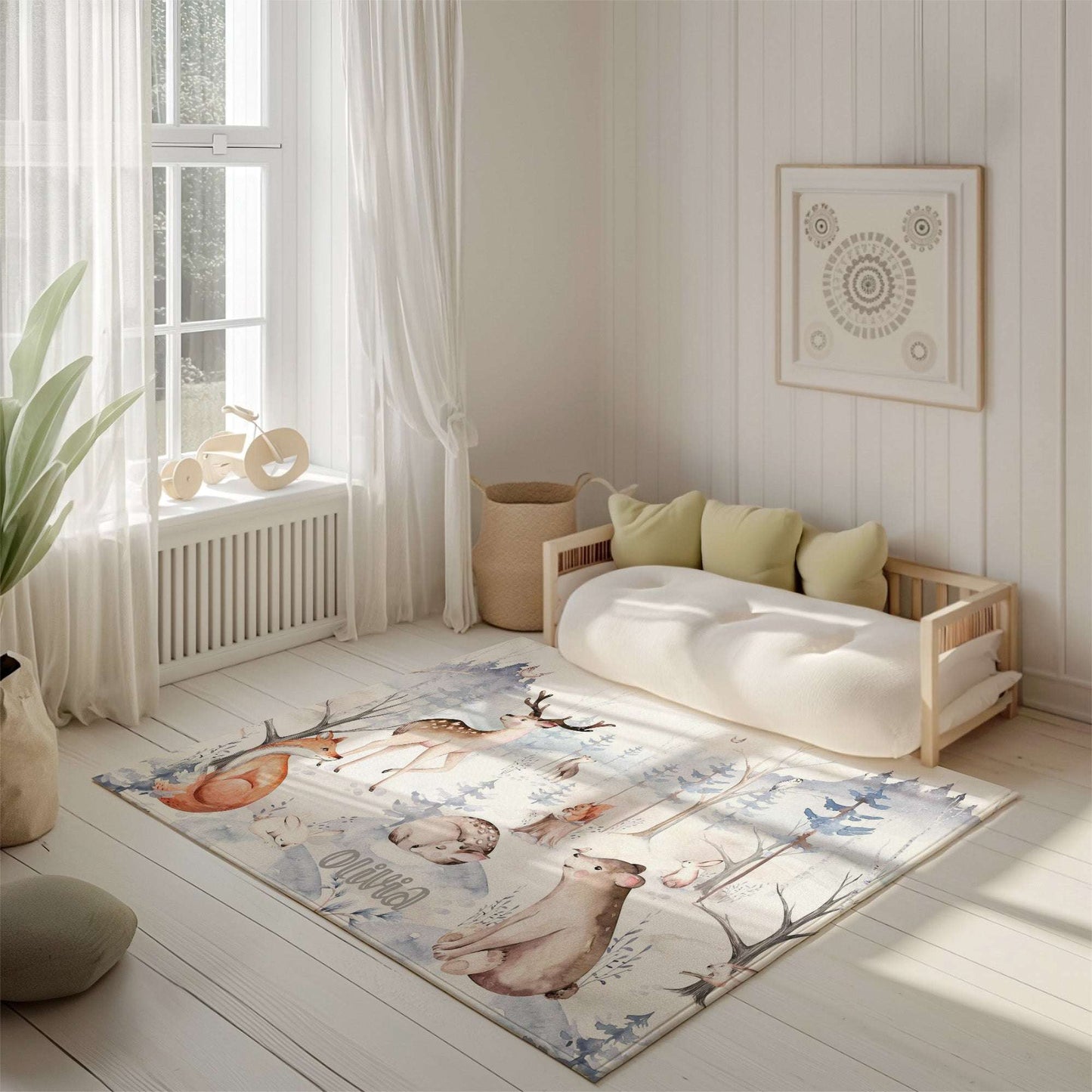 Winter Forest Animals Rug
