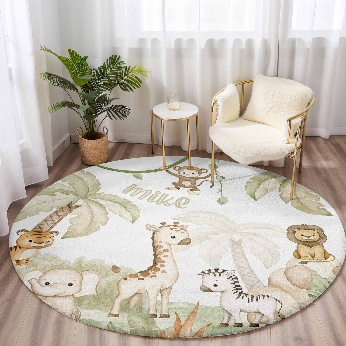 Baby Safari Animals Round Rug
