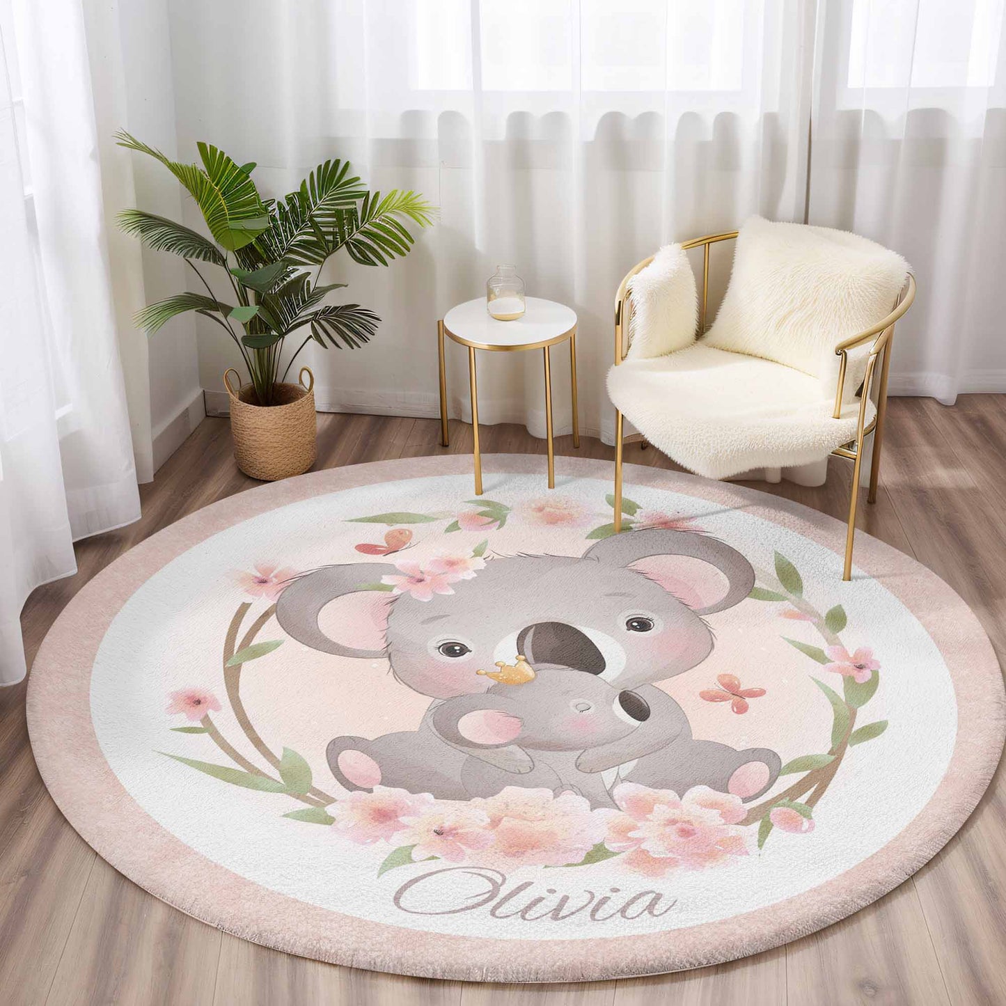 Mom And Baby Koala Round Rug