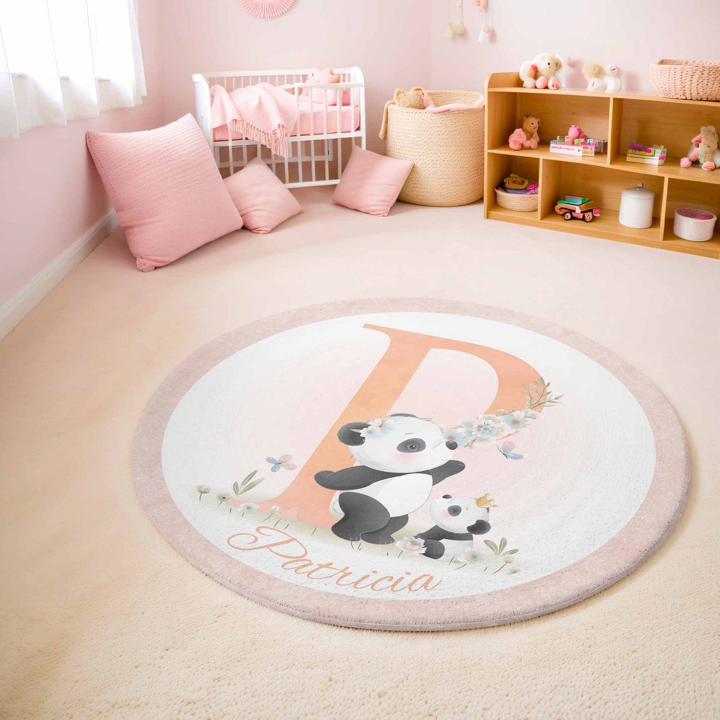 Baby Panda Alphabet Round Rug