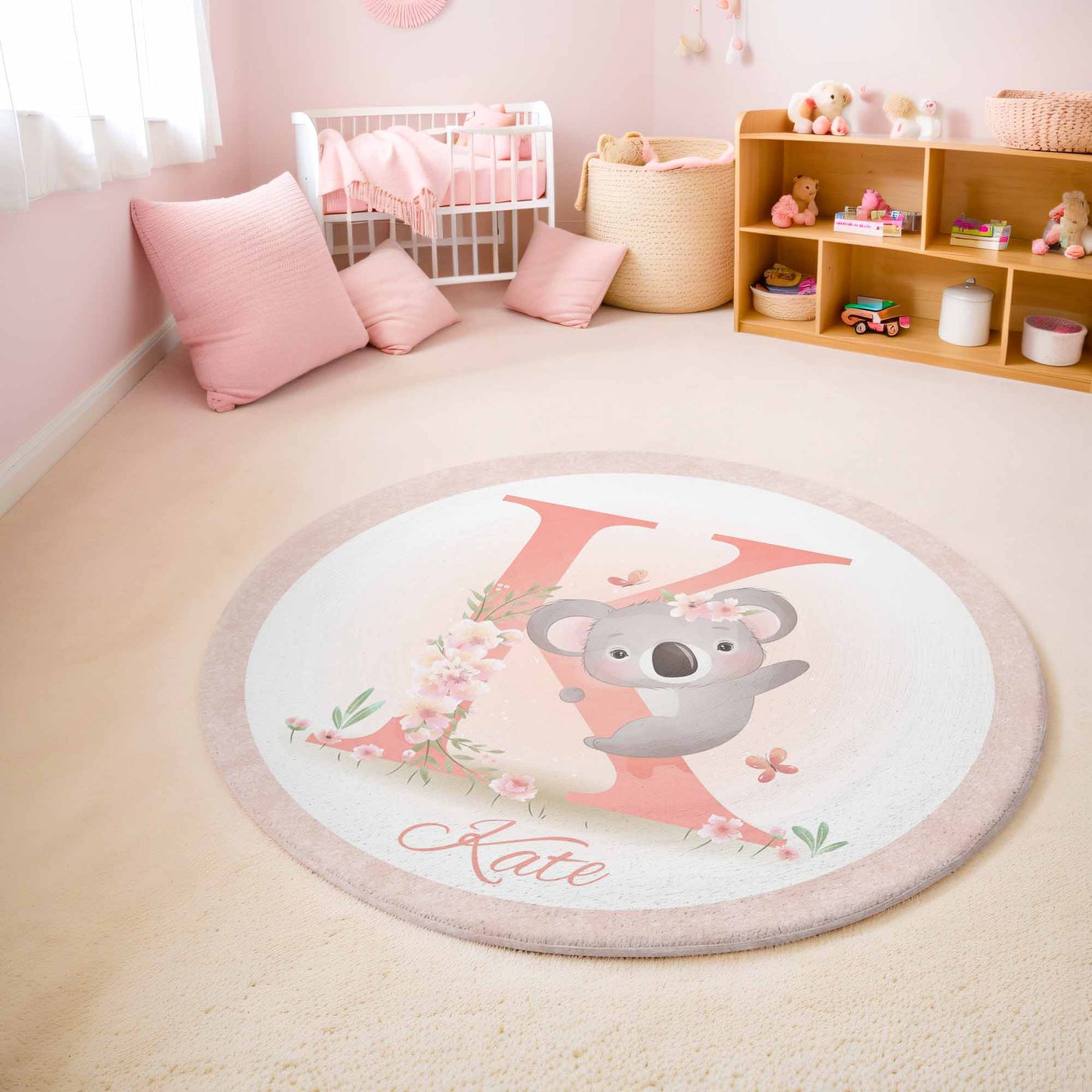 Baby Koala Alphabet Round Rug