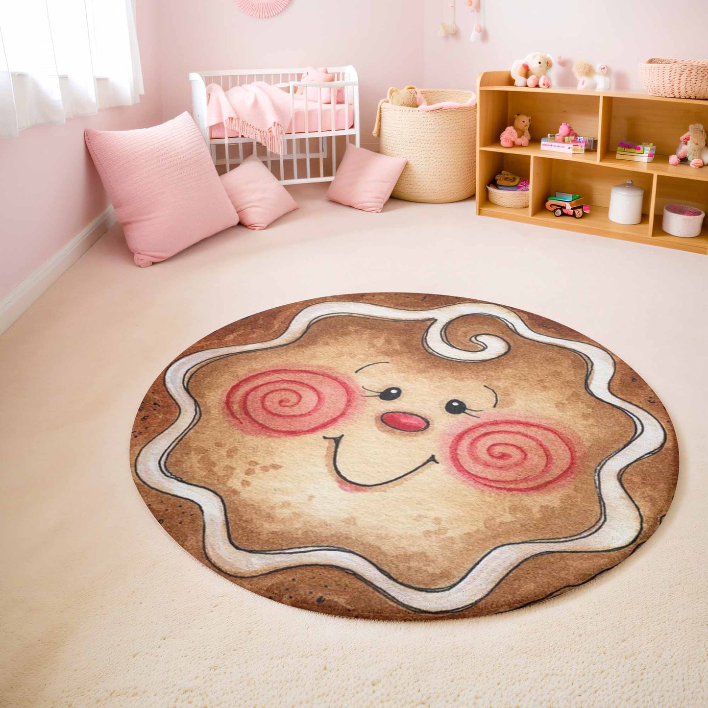 Gingerbread Face Round Rug