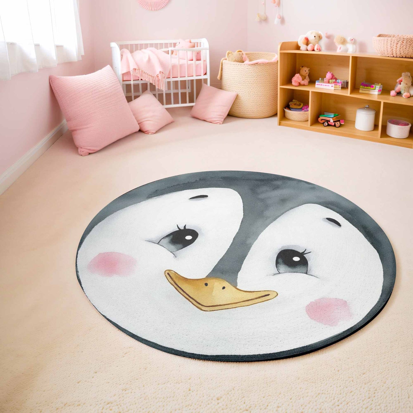 Penguin Face Round Rug