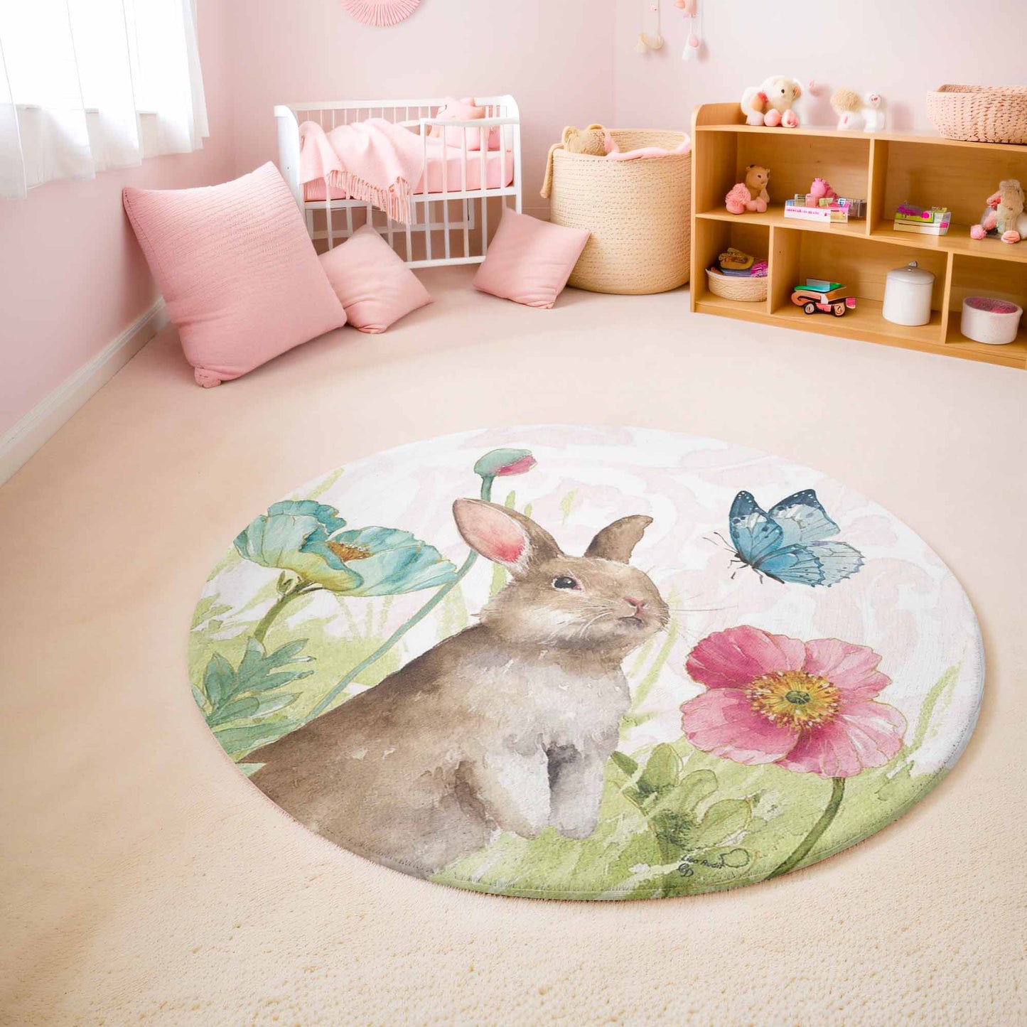 Spring Bunny Round Rug