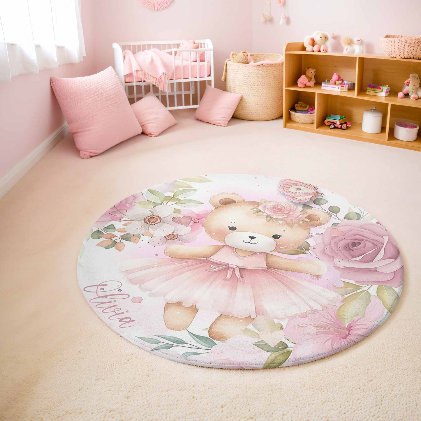 Ballerina Bear Round Rug