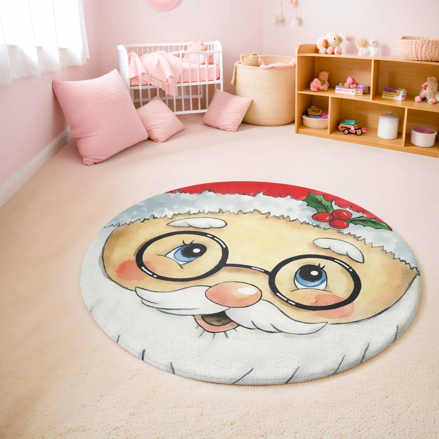 Santa Face Round Rug