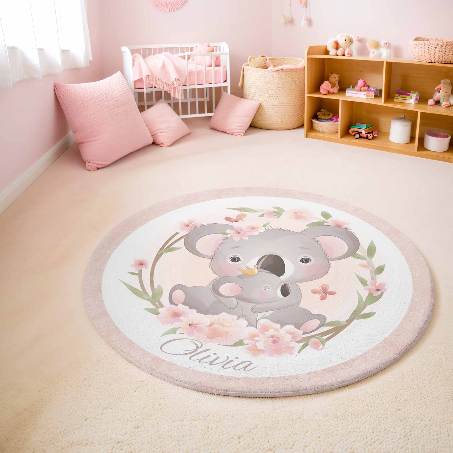 Mom And Baby Koala Round Rug
