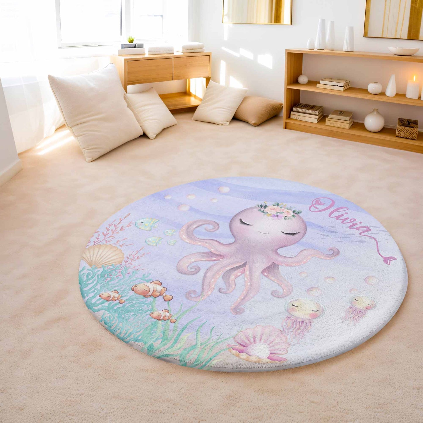 Little Octopus Round Rug