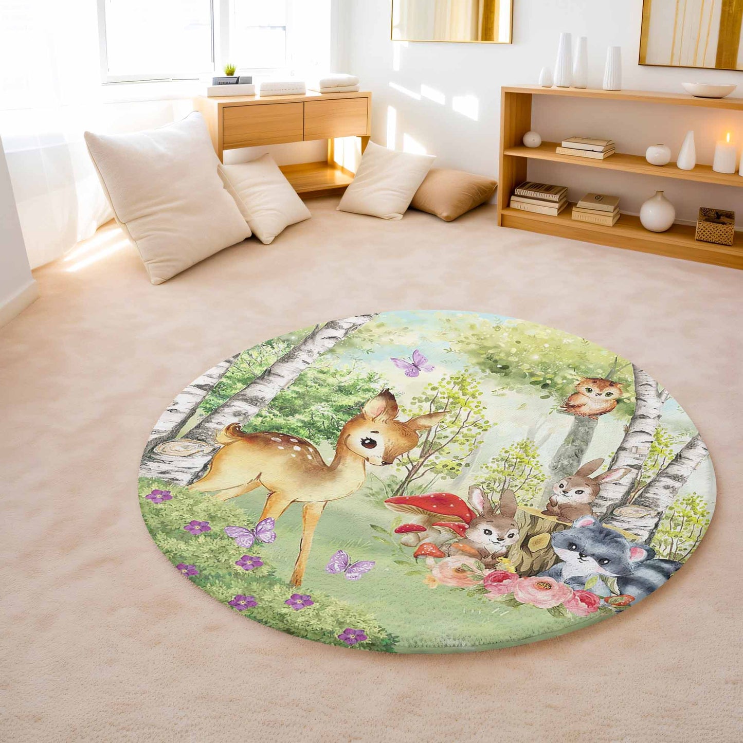 Forest Deer Round Rug