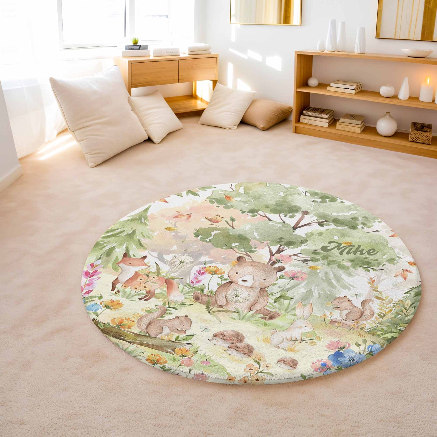 Woodland Bear Round Rug