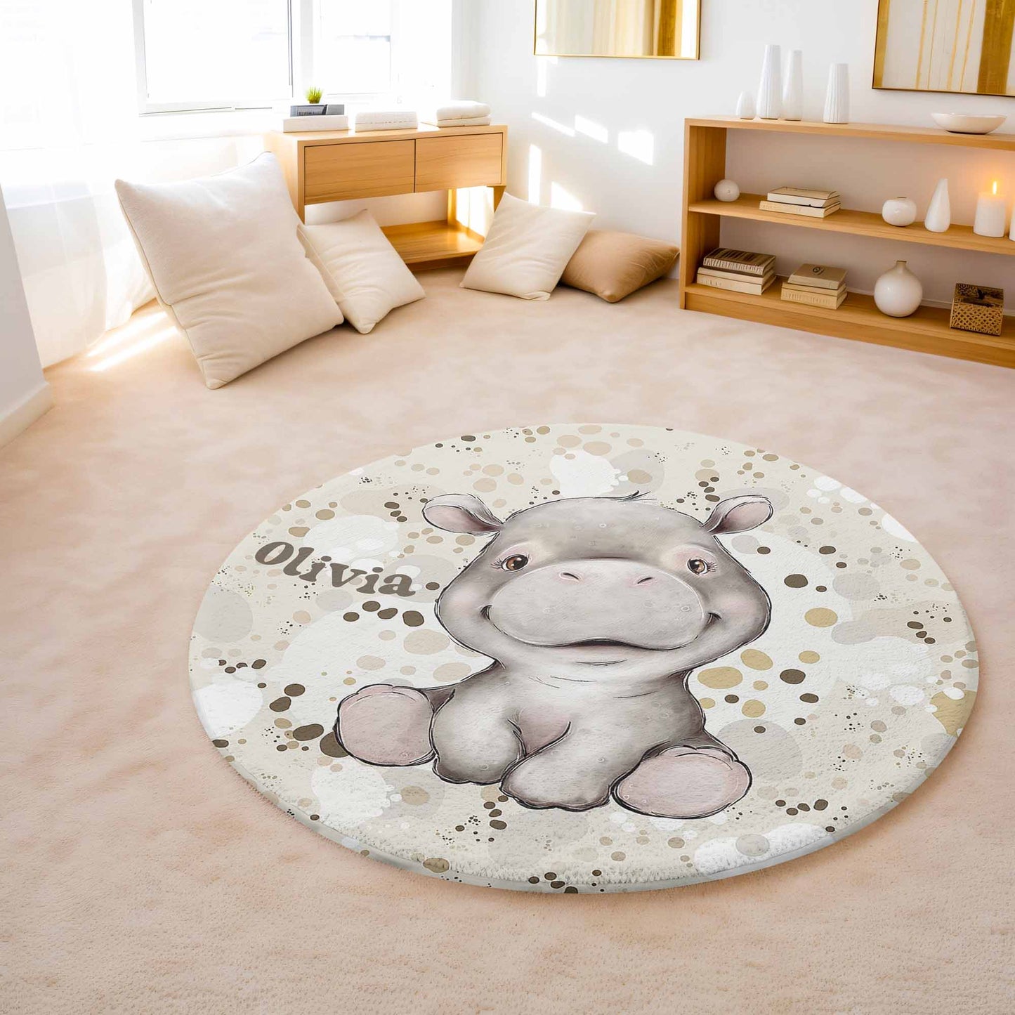 Baby Hippo Round Rug