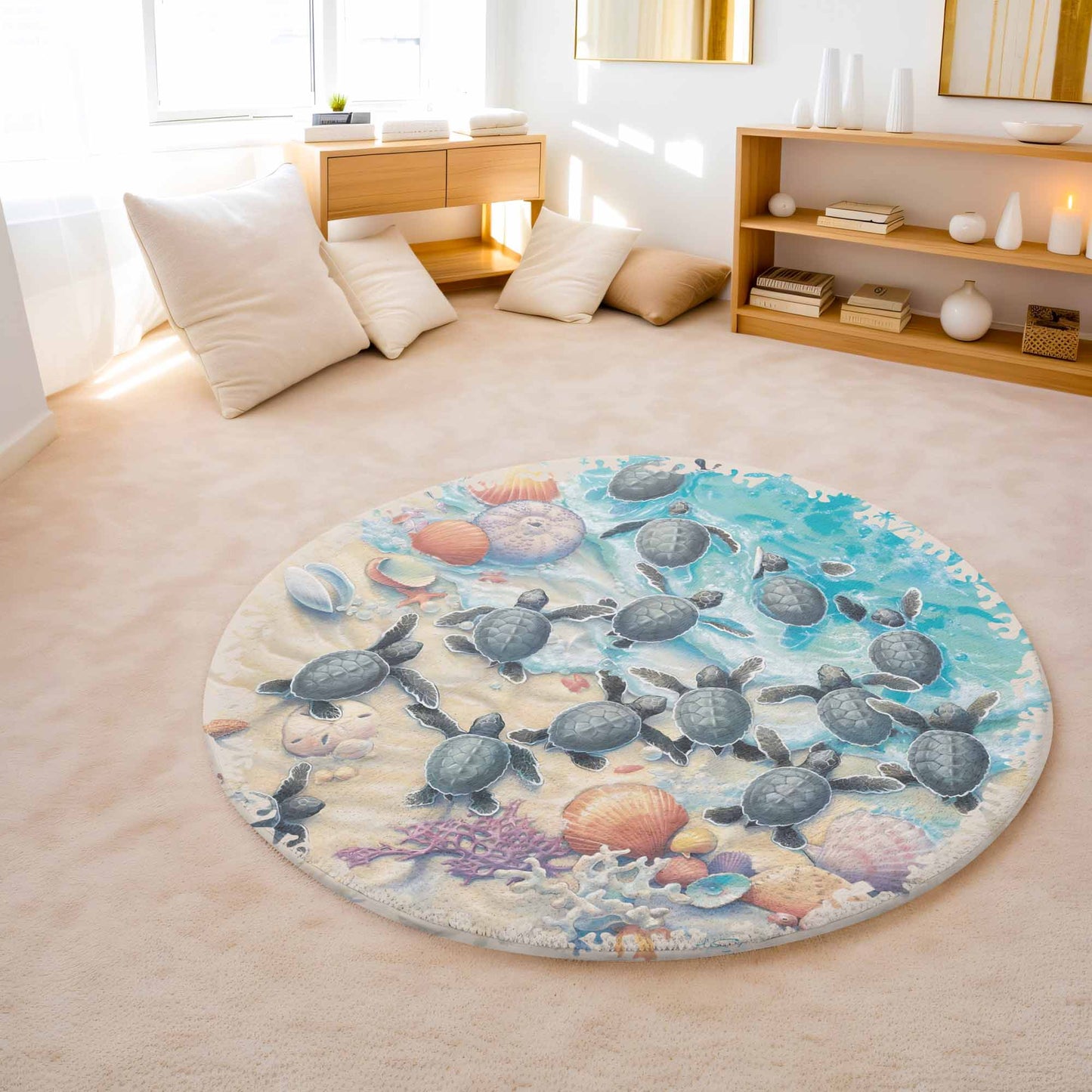 Baby Sea Turtle Round Rug