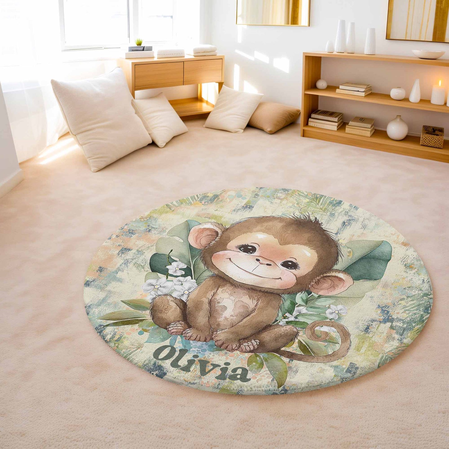 Tropical Monkey Round Rug