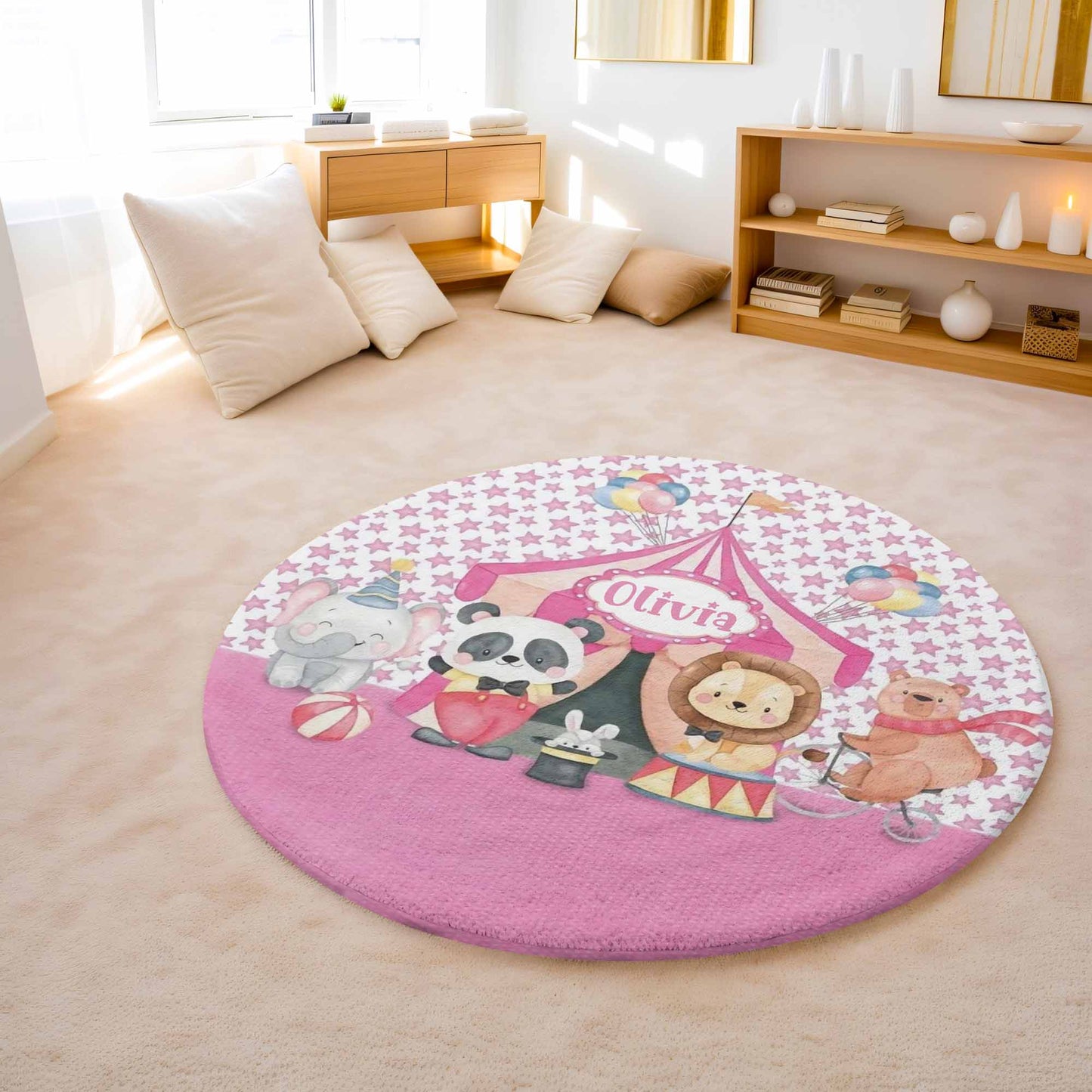 Circus Animals Round Rug