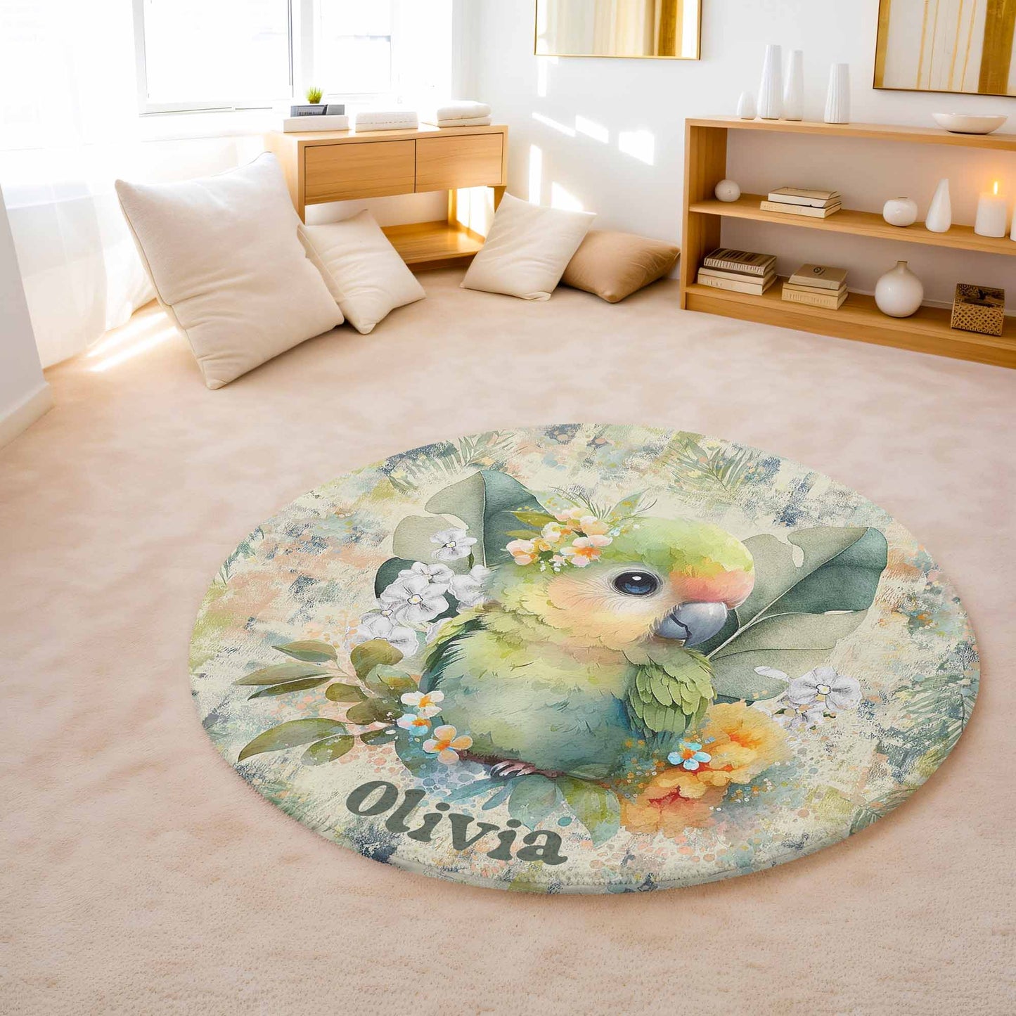Tropical Parrot Round Rug