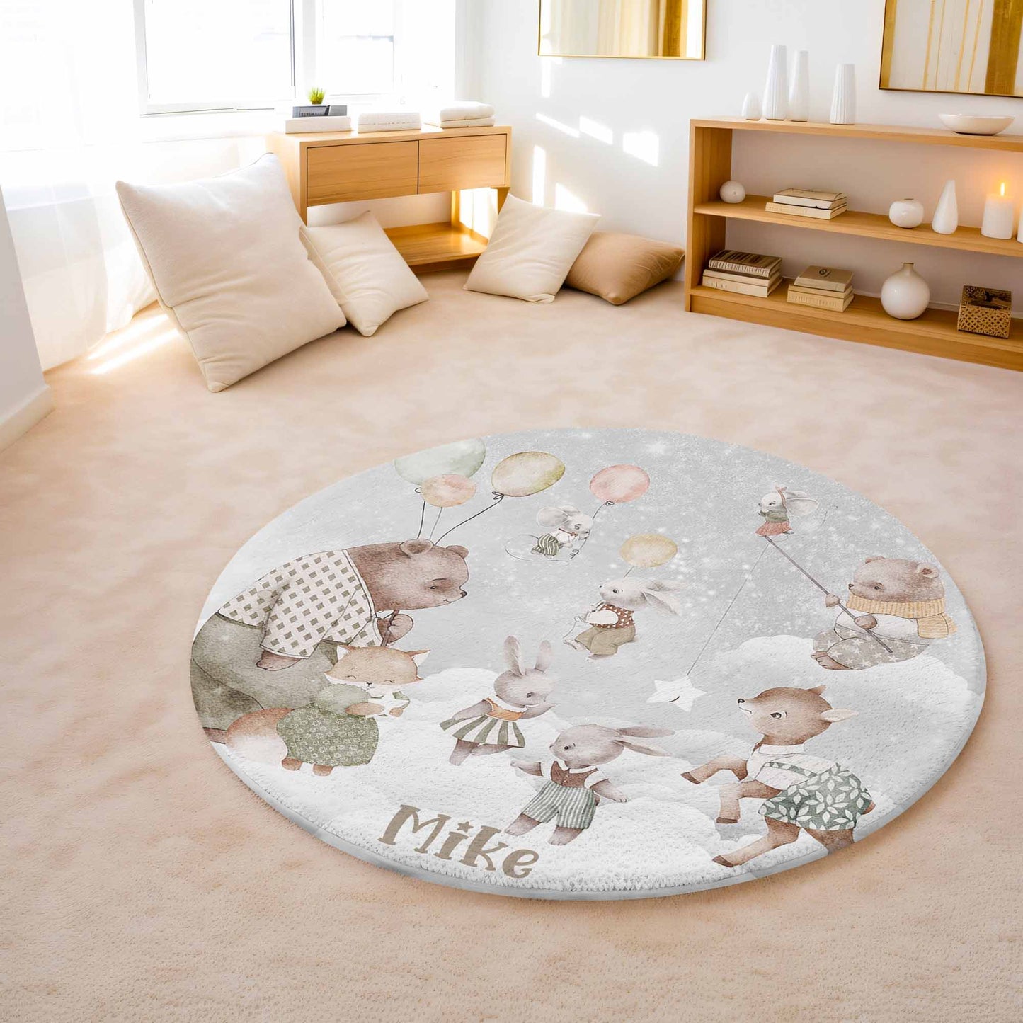 Woodland Animals Universe Round Rug
