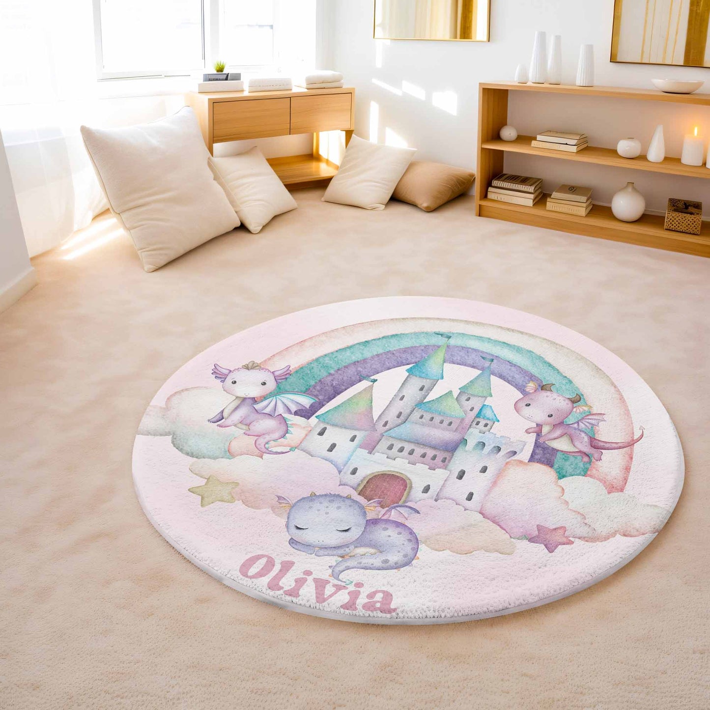 Rainbow Dragon Round Rug
