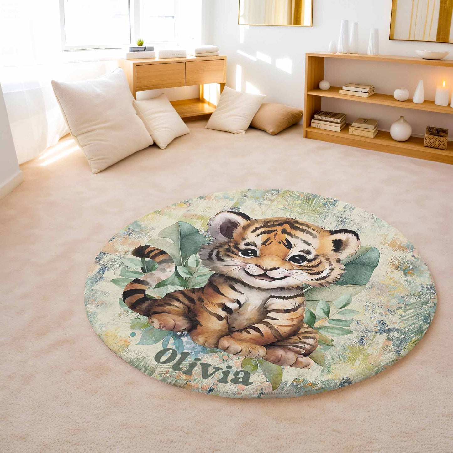 Tropical Tiger Round Rug