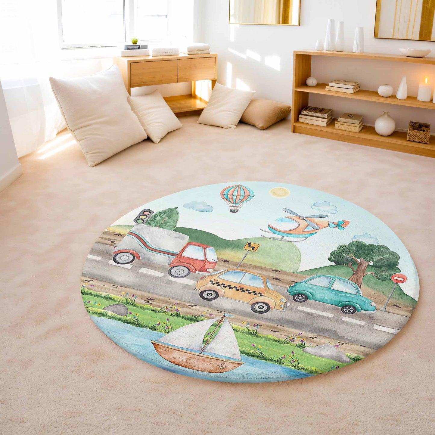 Transportation Round Rug