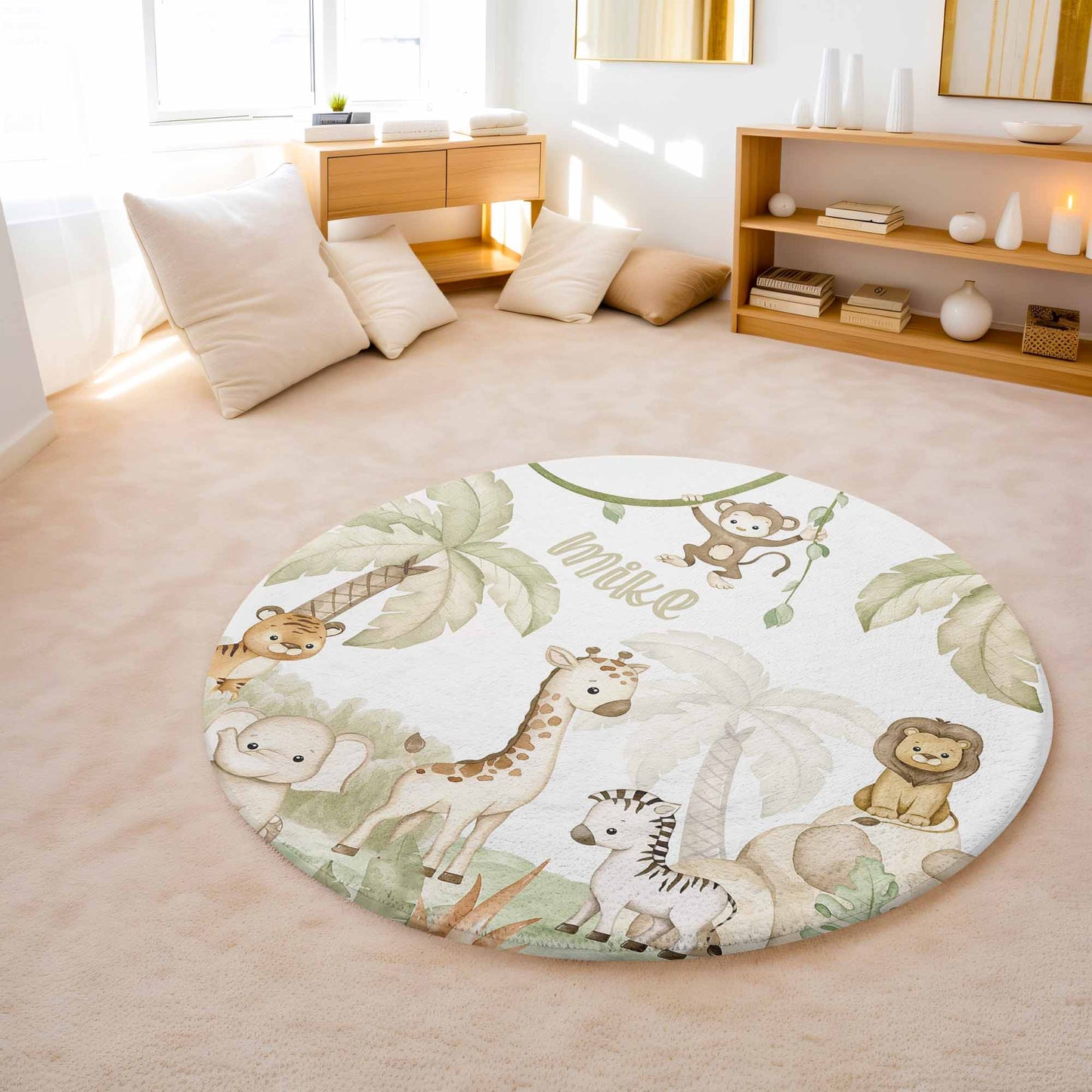 Baby Safari Animals Round Rug