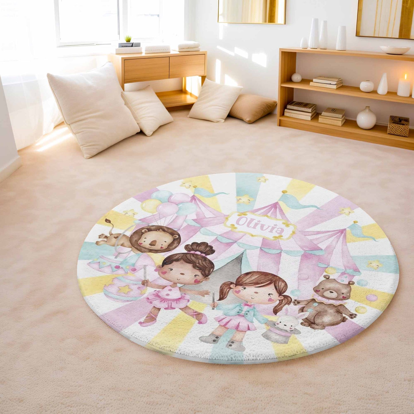 Circus Animals Party Round Rug