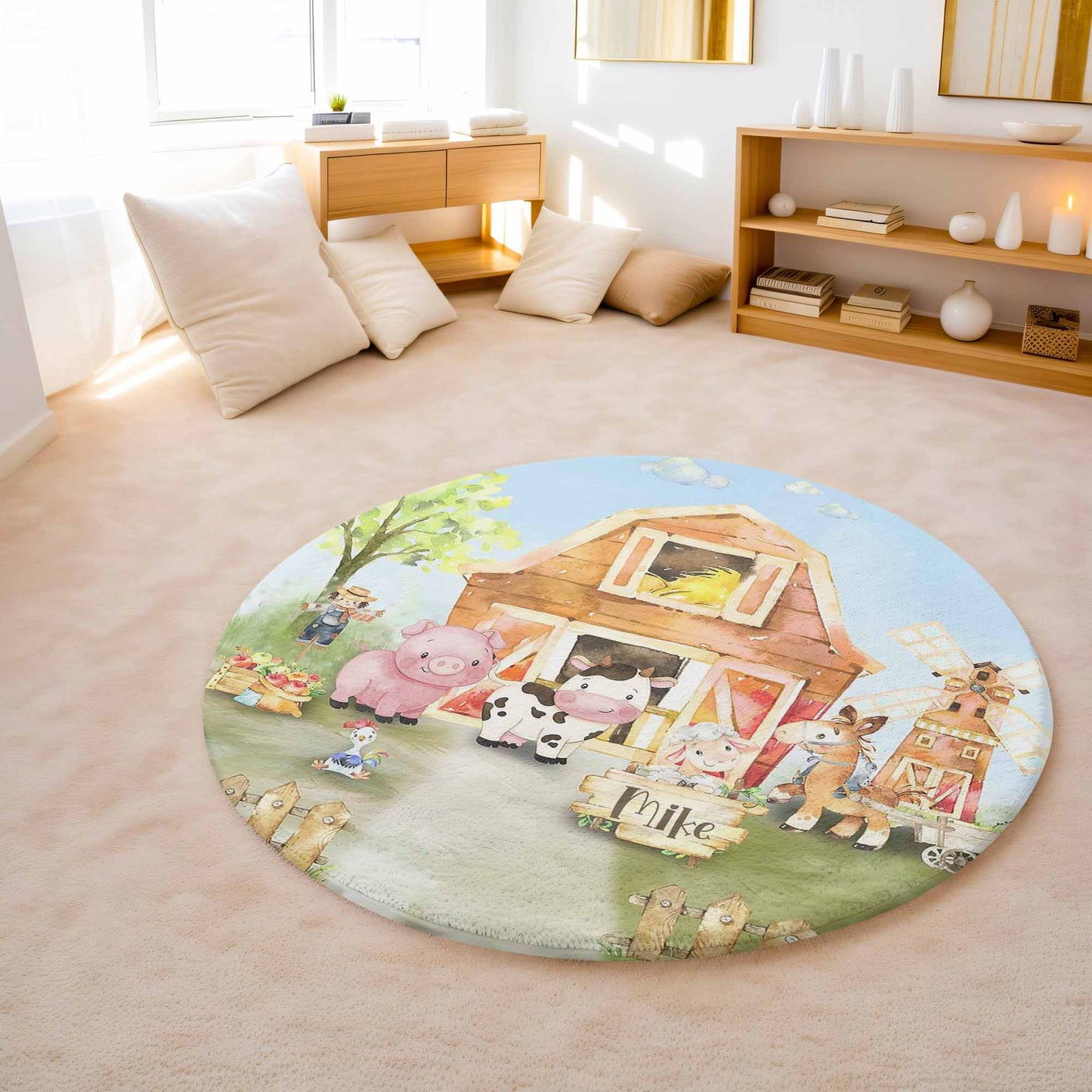 Farm Animals Round Rug