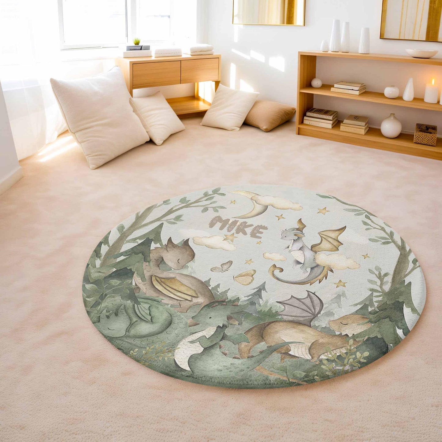 Little Dragon Forest Round Rug
