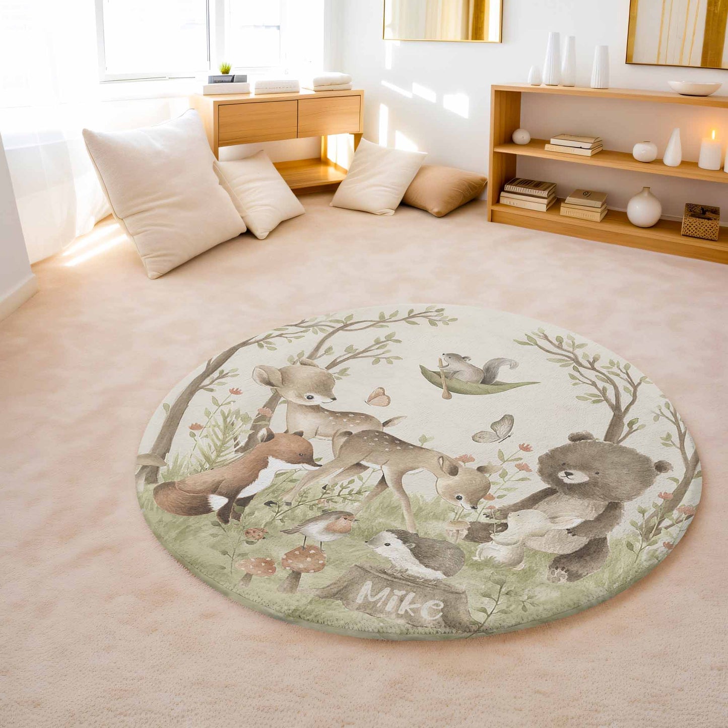 Woodland Animals Round Rug