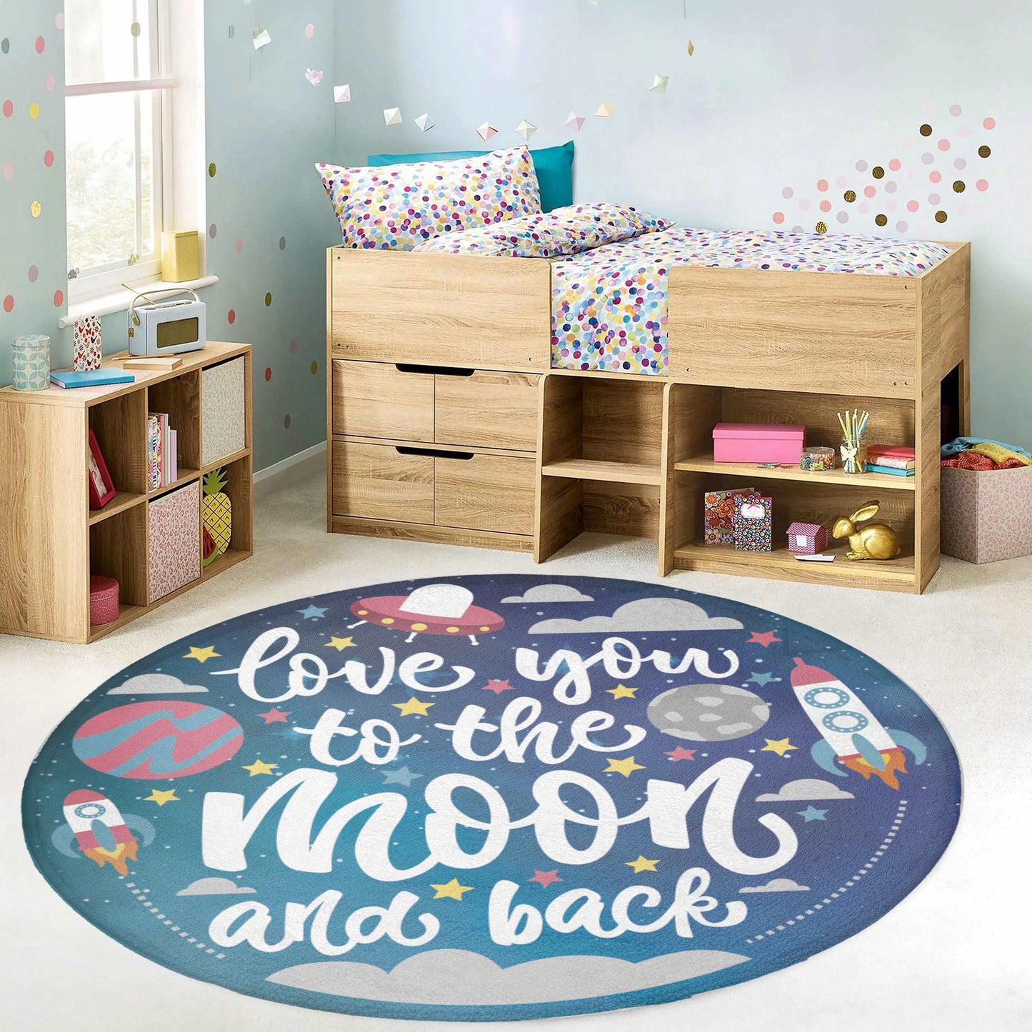 Love You To The Moon Round Rug