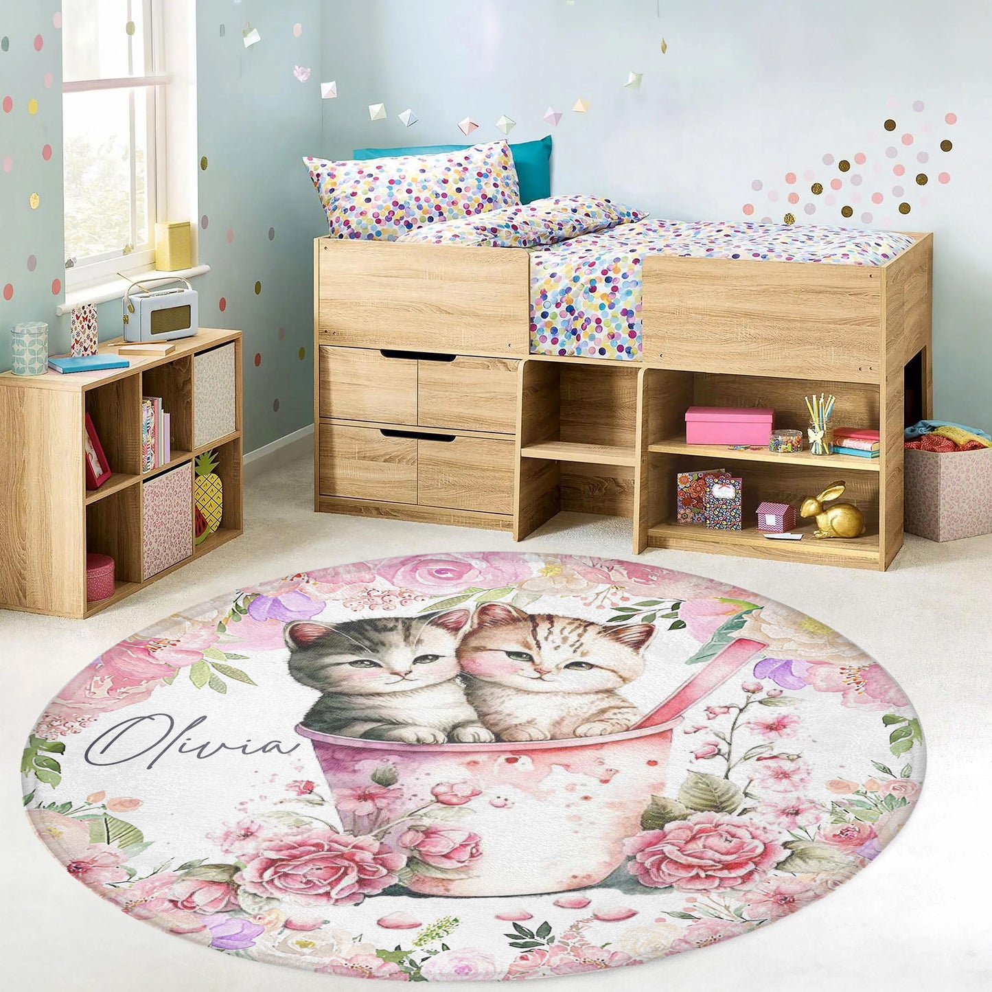 Cat Couple Love Round Rug