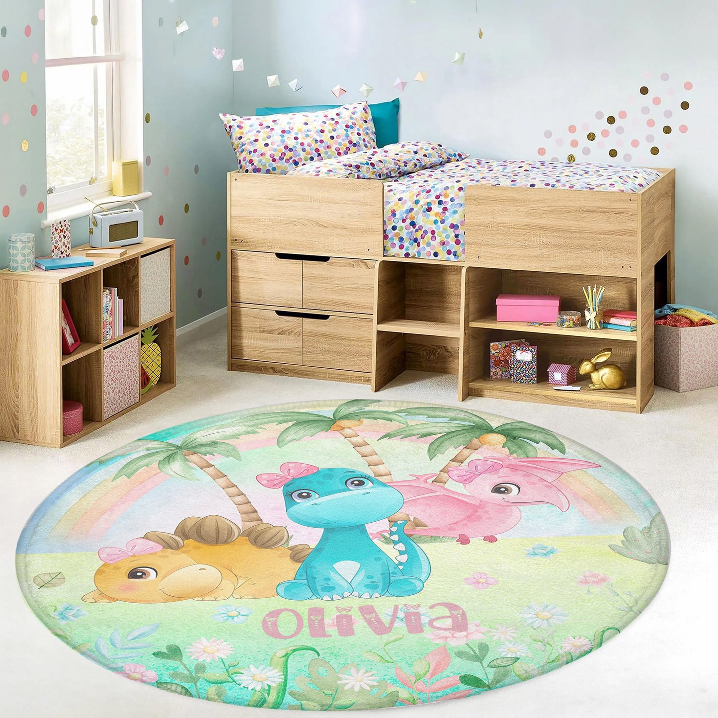 Dinosaur Tropical Round Rug