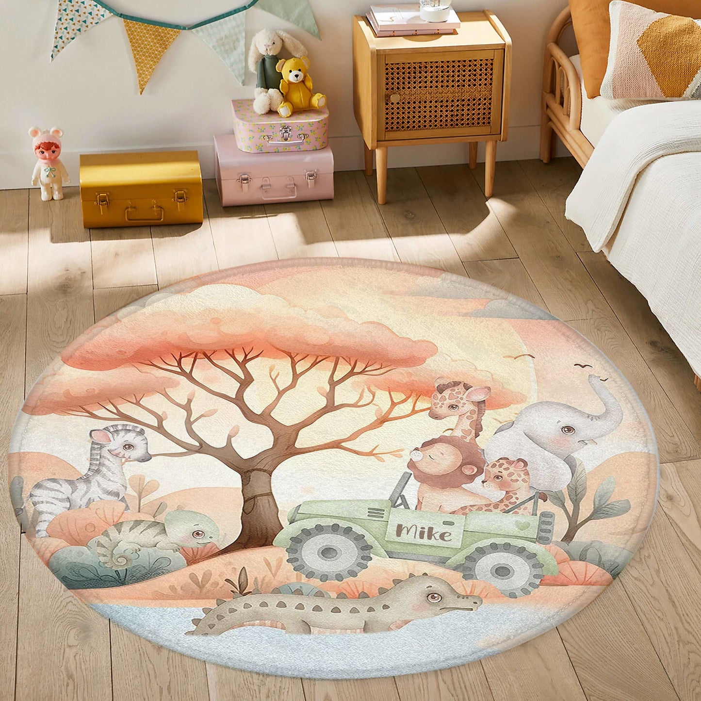 Safari Animals Round Rug