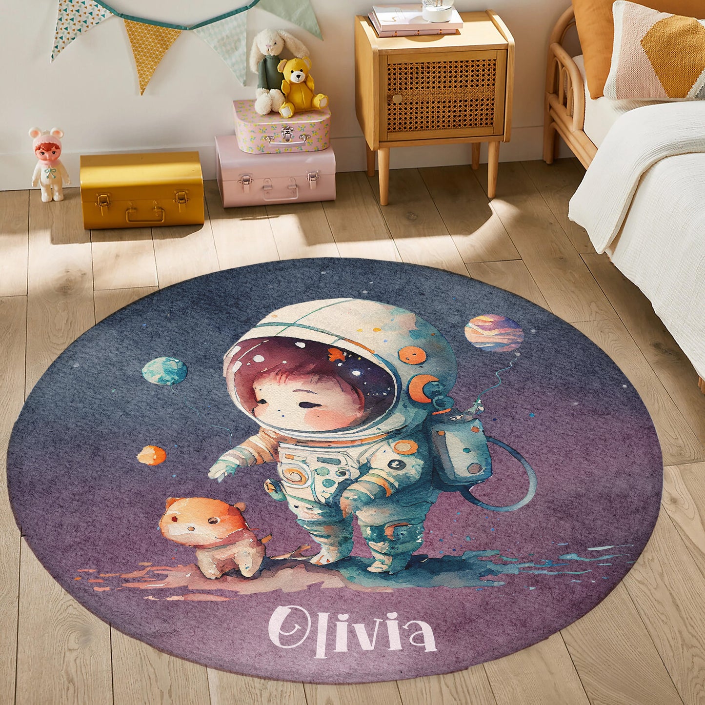 Little Astronaut Round Rug