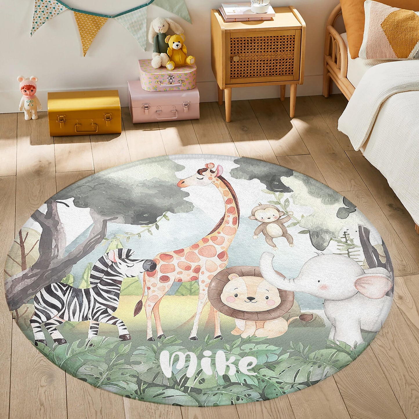 Safari Animals Round Rug