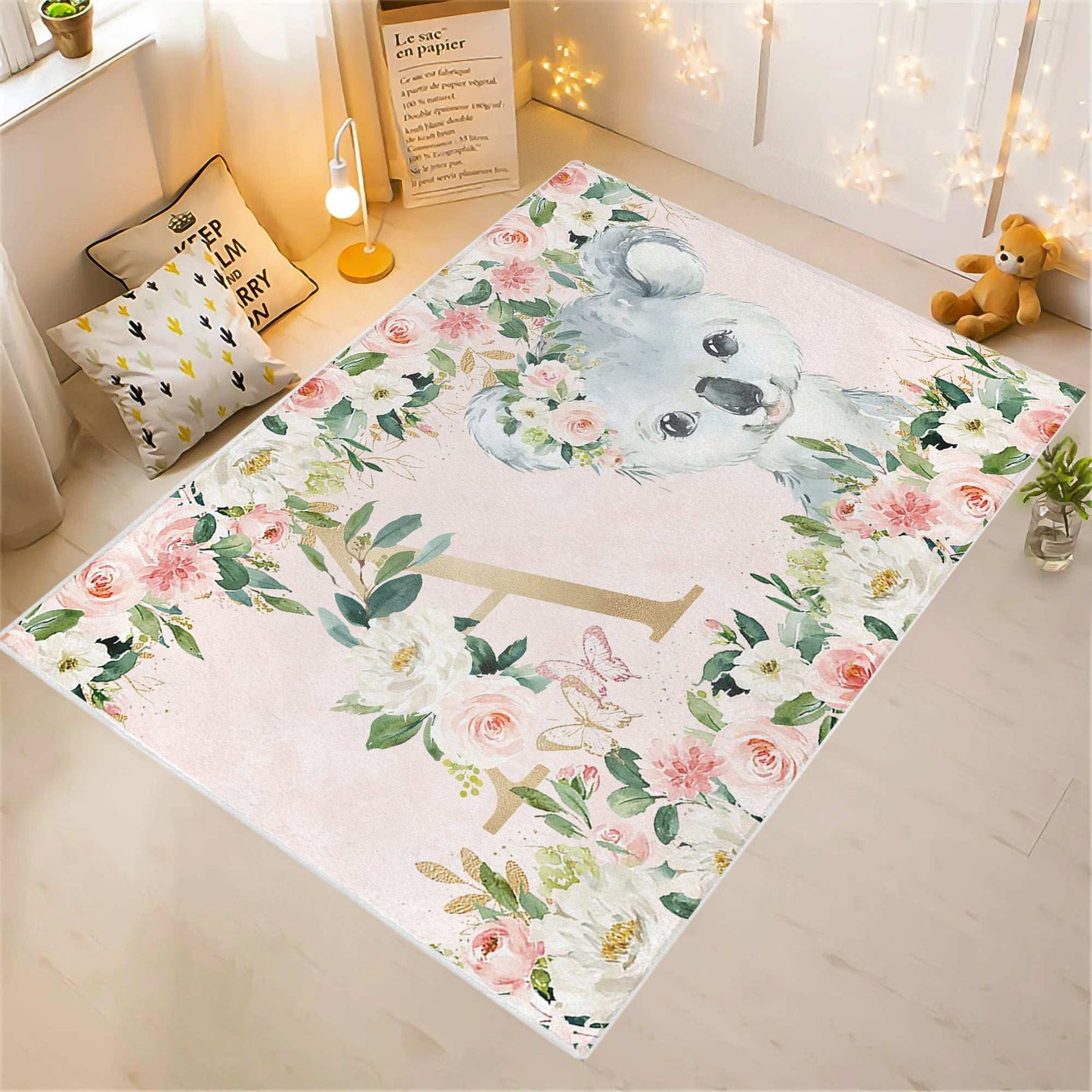 Koala Rose Floral Rug