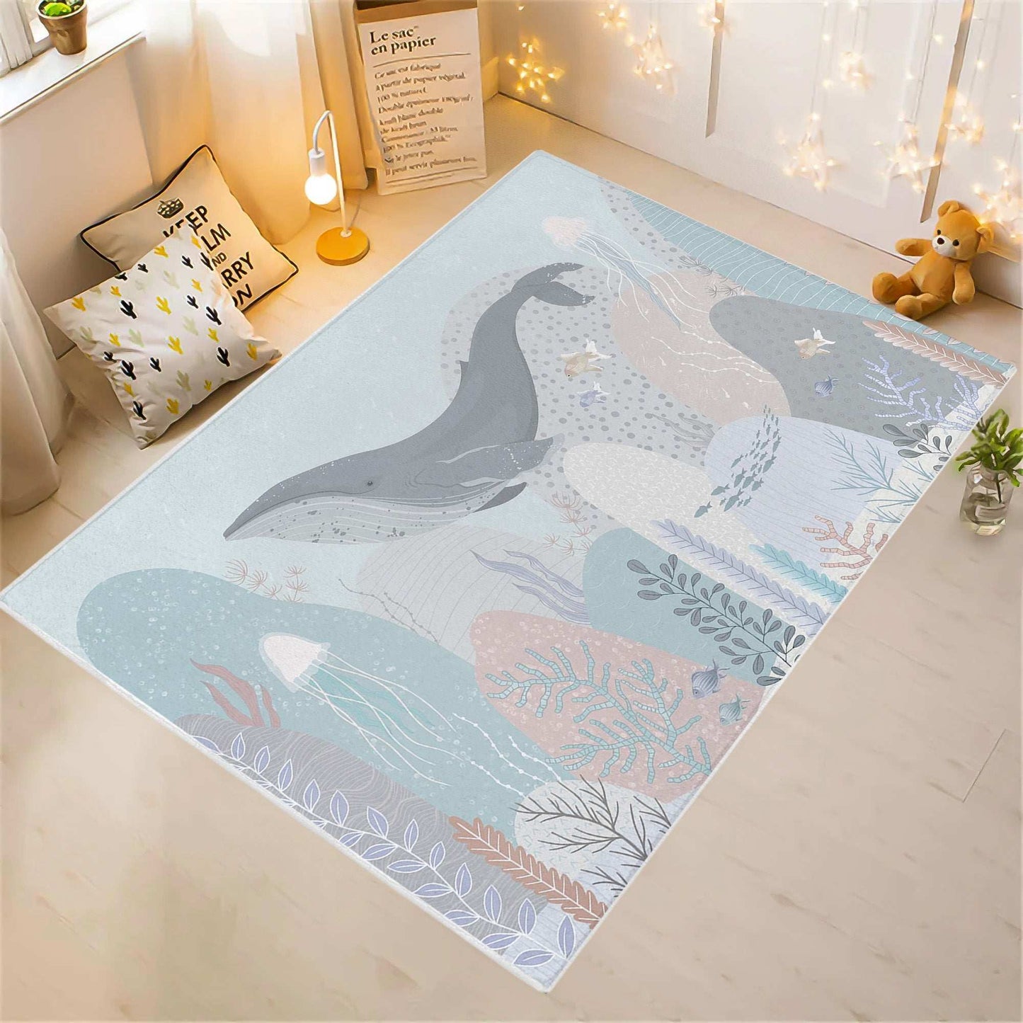 Ocean Whale Nursery Rug