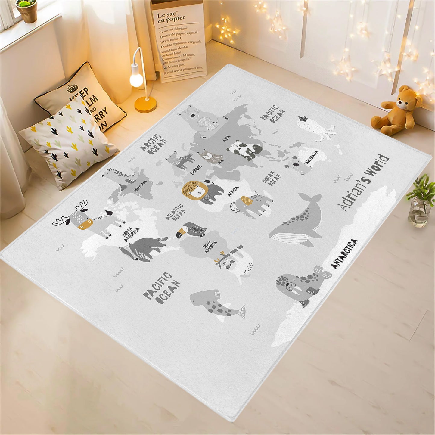 Animal World Map Rug