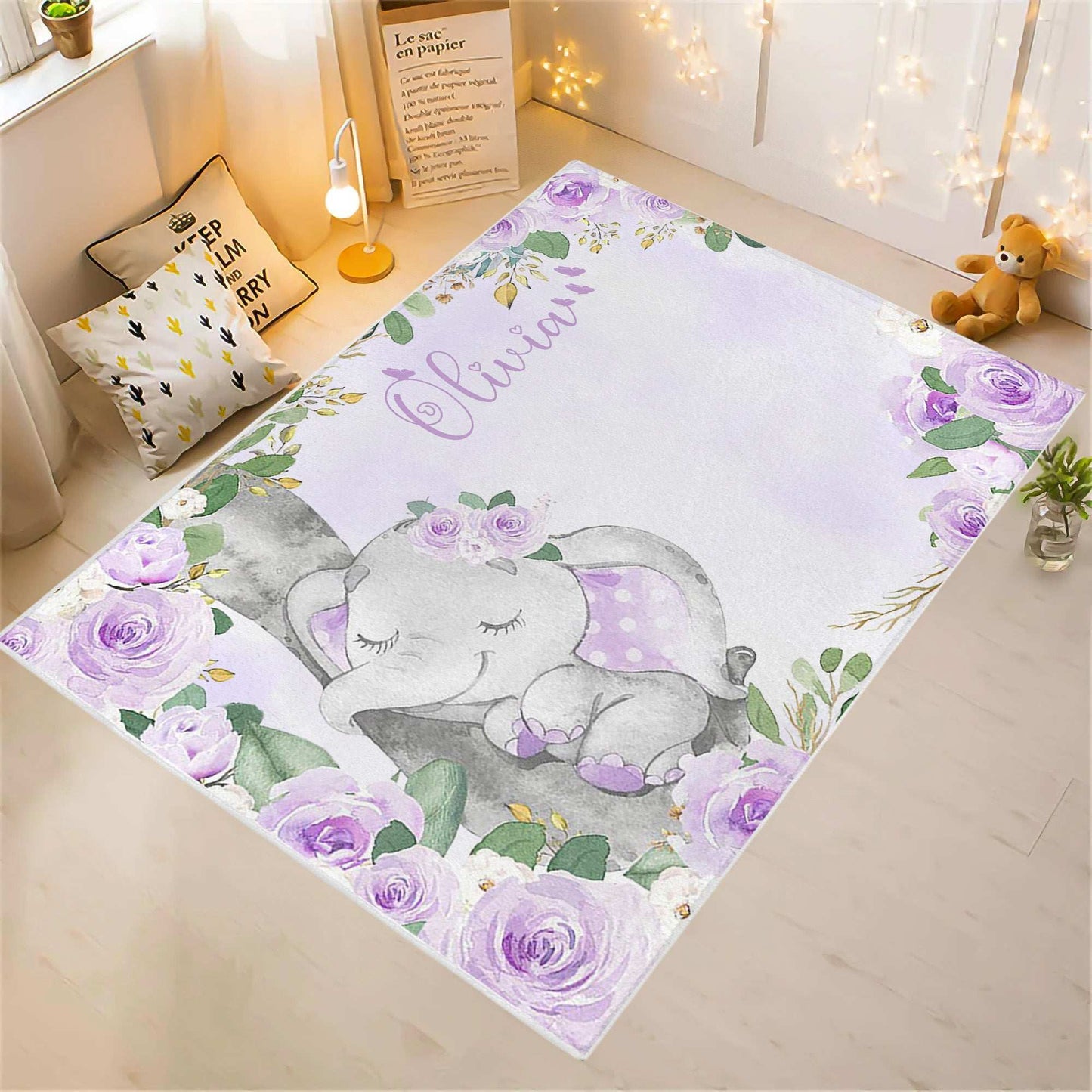 Baby Elephant Nursery Rug
