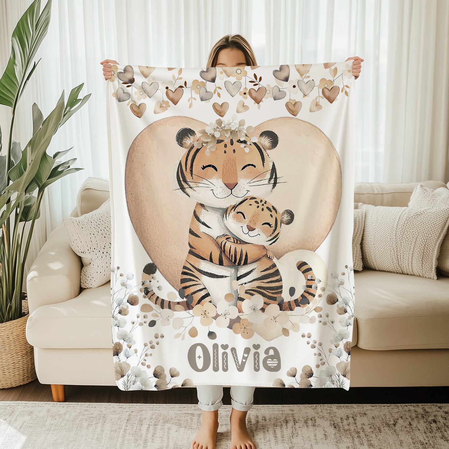 Mom And Baby Tiger Blanket
