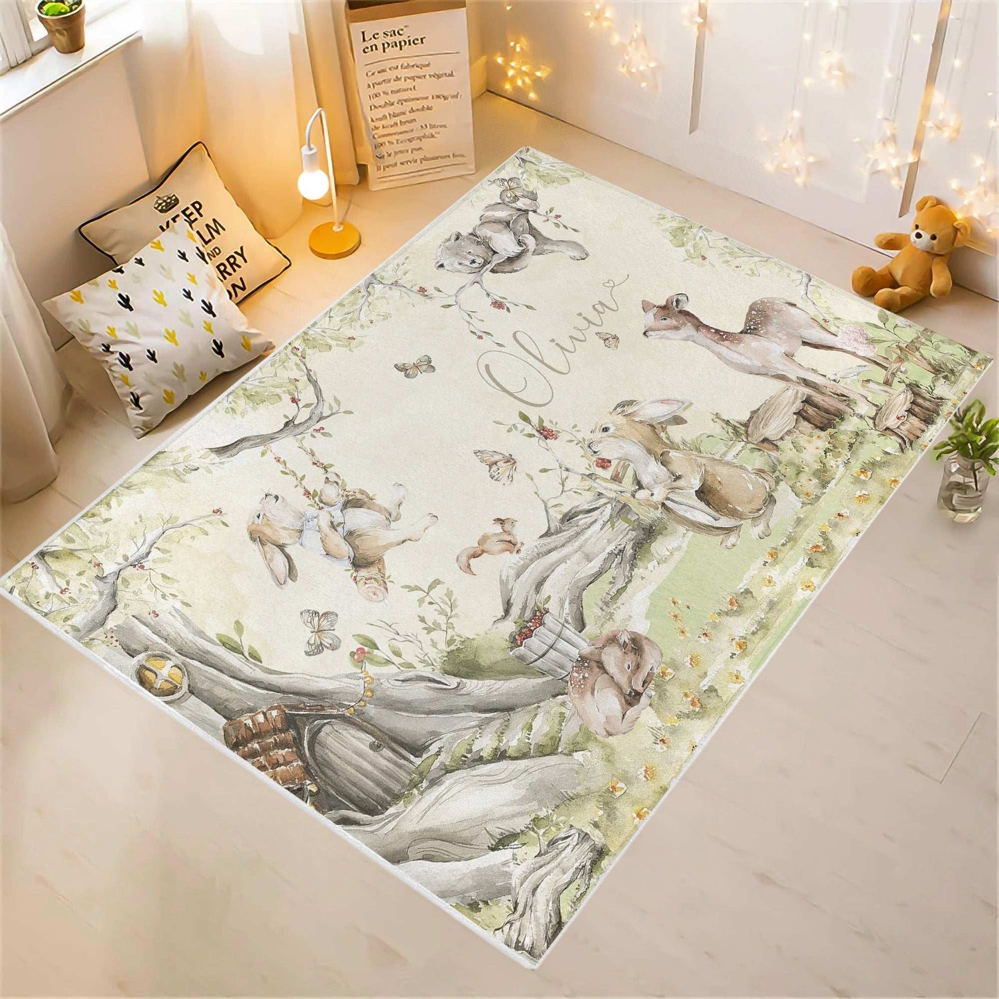 Woodland Animals Nursery Rug