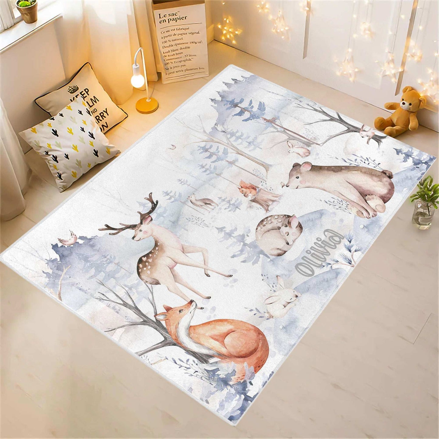 Winter Forest Animals Rug