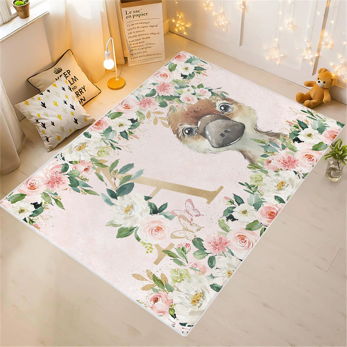 Platypus Rose Floral Rug